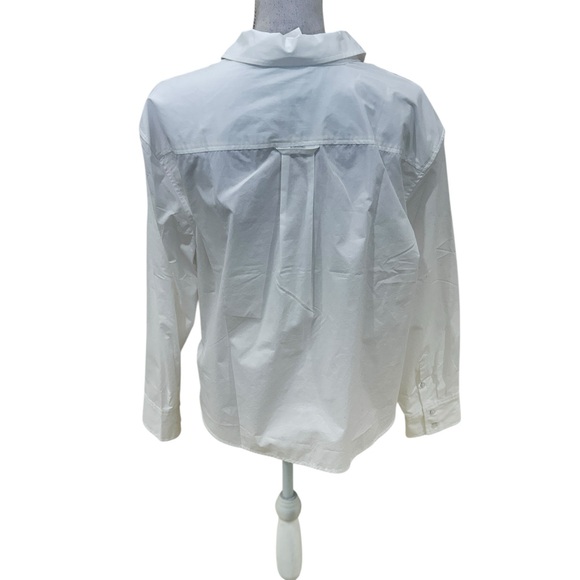 NWT Talbots White Casual cotton split neck Shirt chest pocket size large - Picture 4 of 7